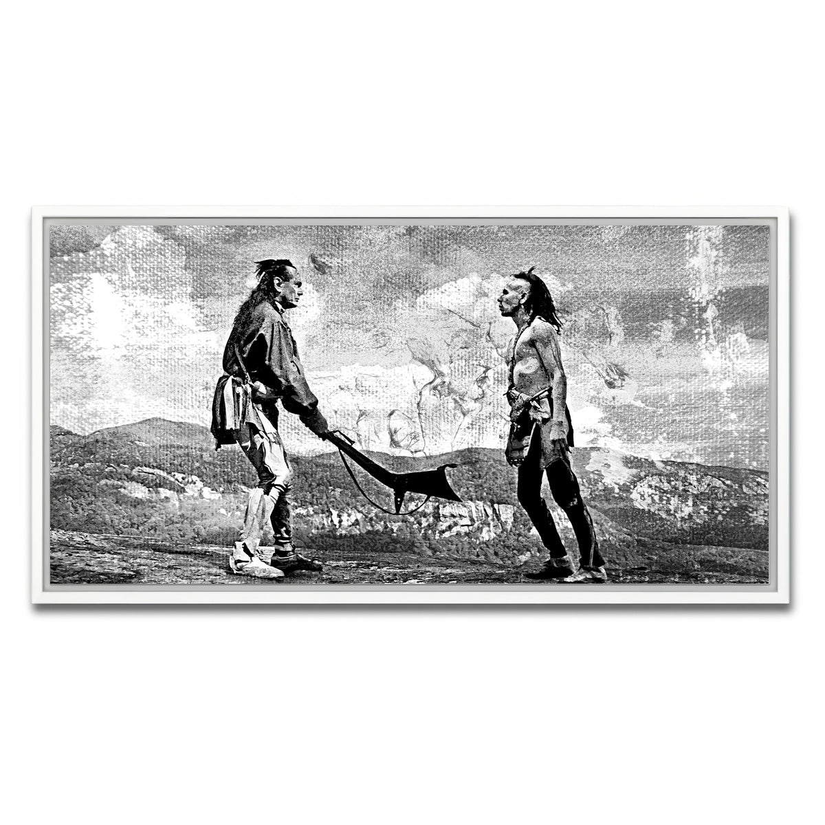 AUTO-MOCKUP WHITE | Last of the Mohicans Grayscale | 1 Piece | White Framed Canvas | group=2x1