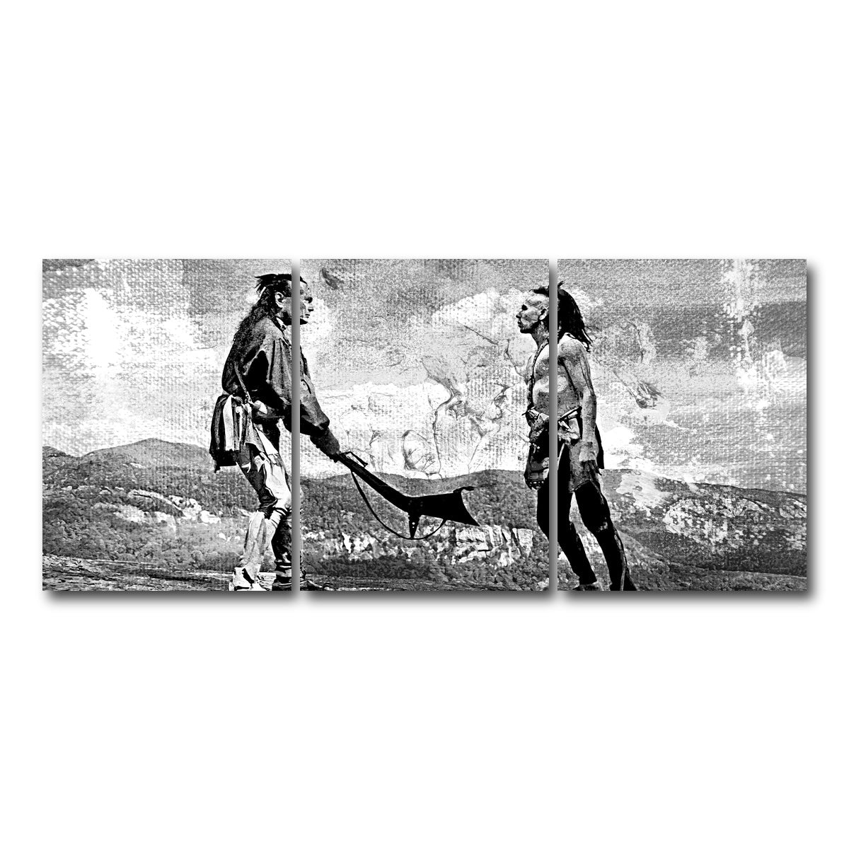 AUTO-MOCKUP WHITE | Last of the Mohicans Grayscale | 3 Piece | Gallery Wrap Canvas | group=18x24