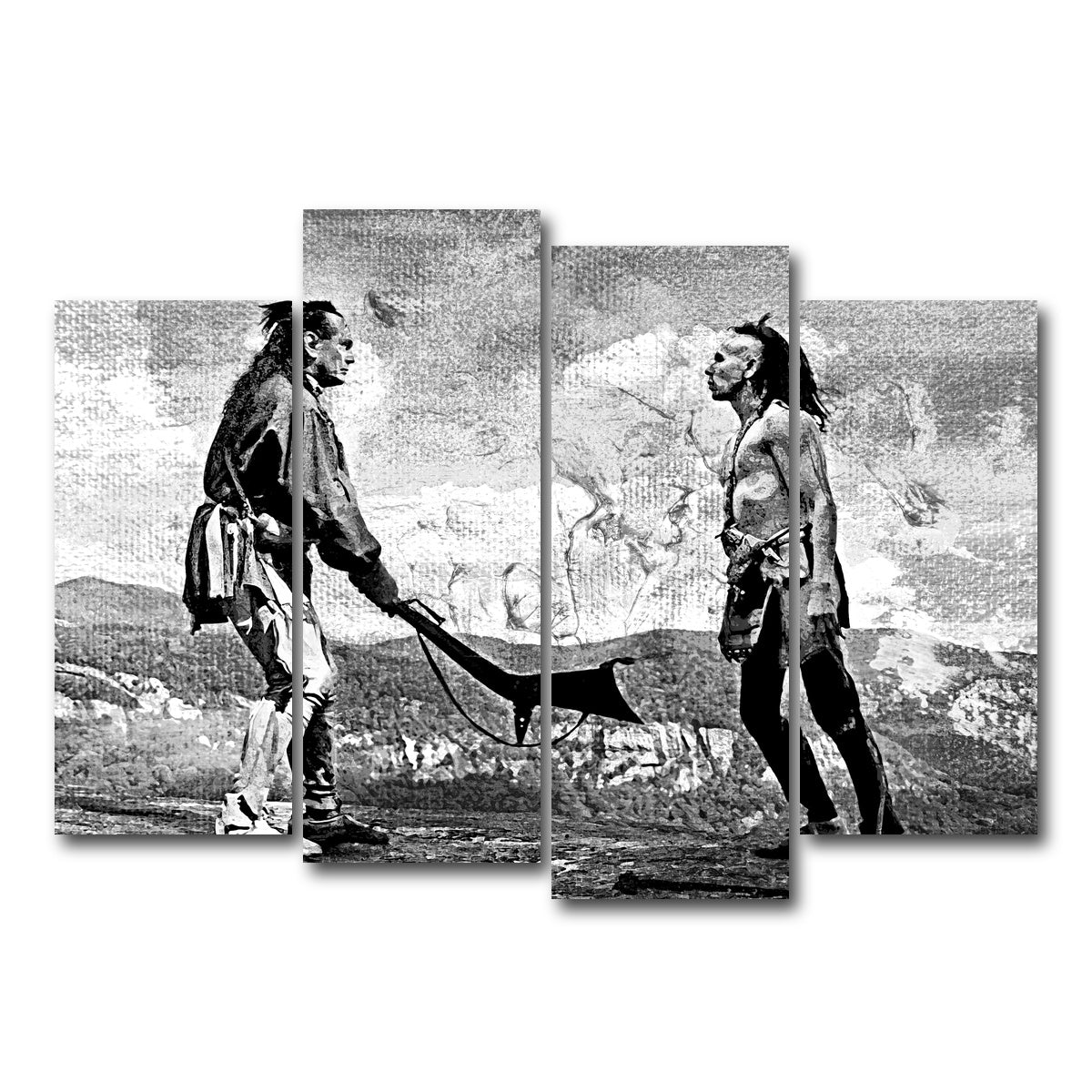 AUTO-MOCKUP WHITE | Last of the Mohicans Grayscale | 4 Piece | Gallery Wrap Canvas | group=4_normal