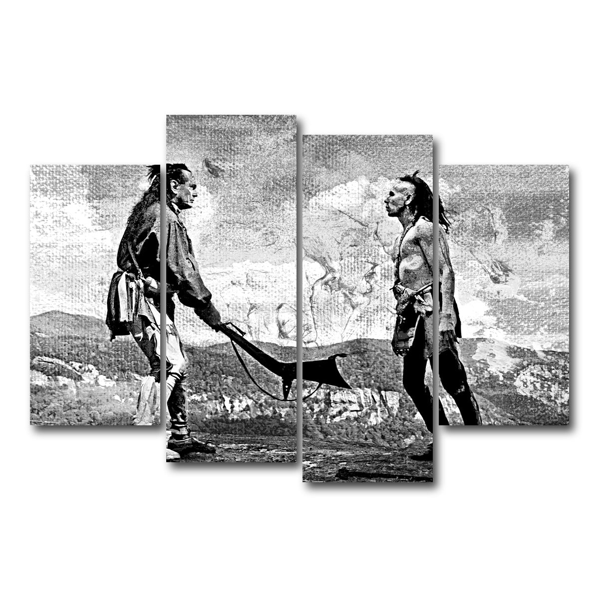 AUTO-MOCKUP WHITE | Last of the Mohicans Grayscale | 4 Piece | Gallery Wrap Canvas | group=4_short