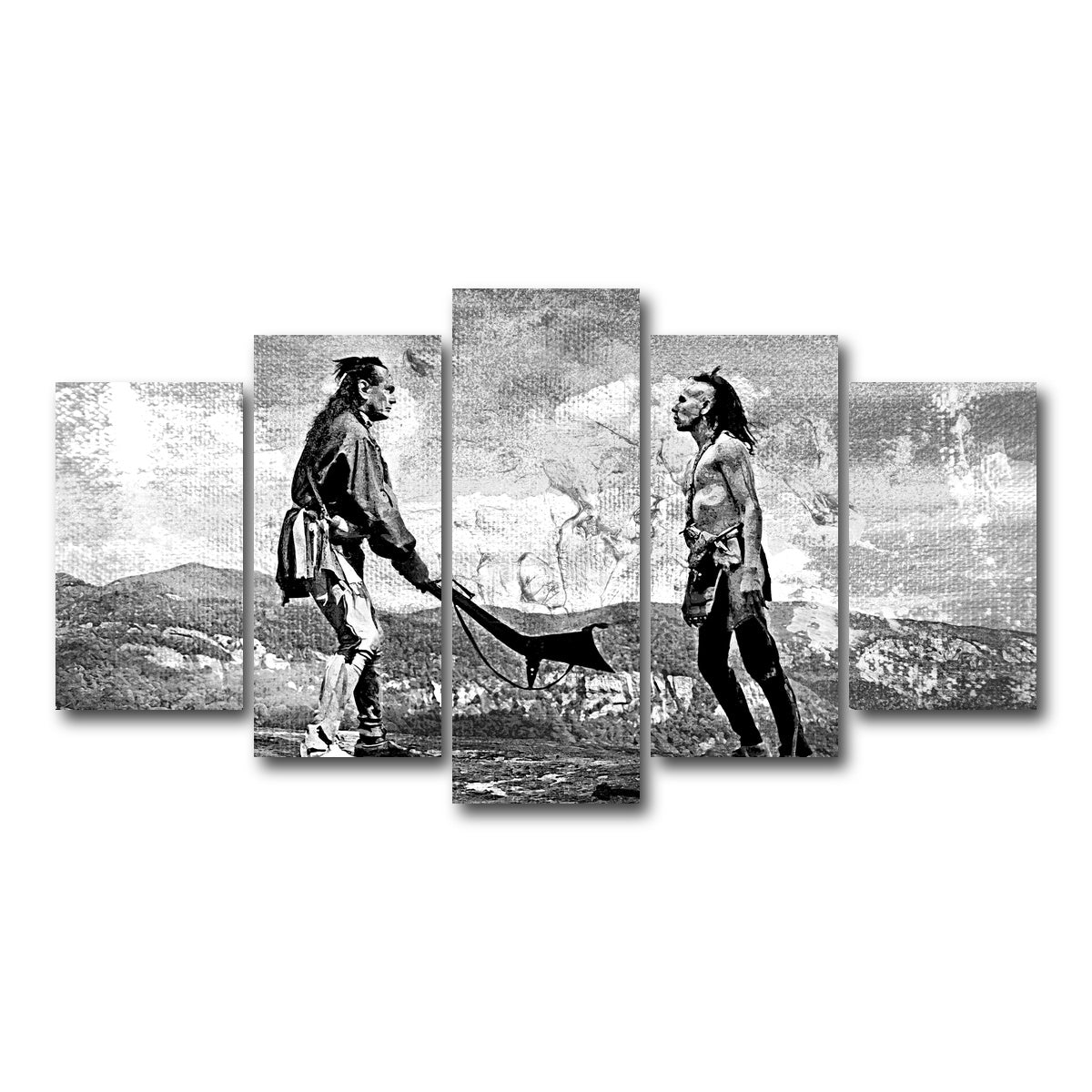 AUTO-MOCKUP WHITE | Last of the Mohicans Grayscale | 5 Piece | Gallery Wrap Canvas | group=5_normal