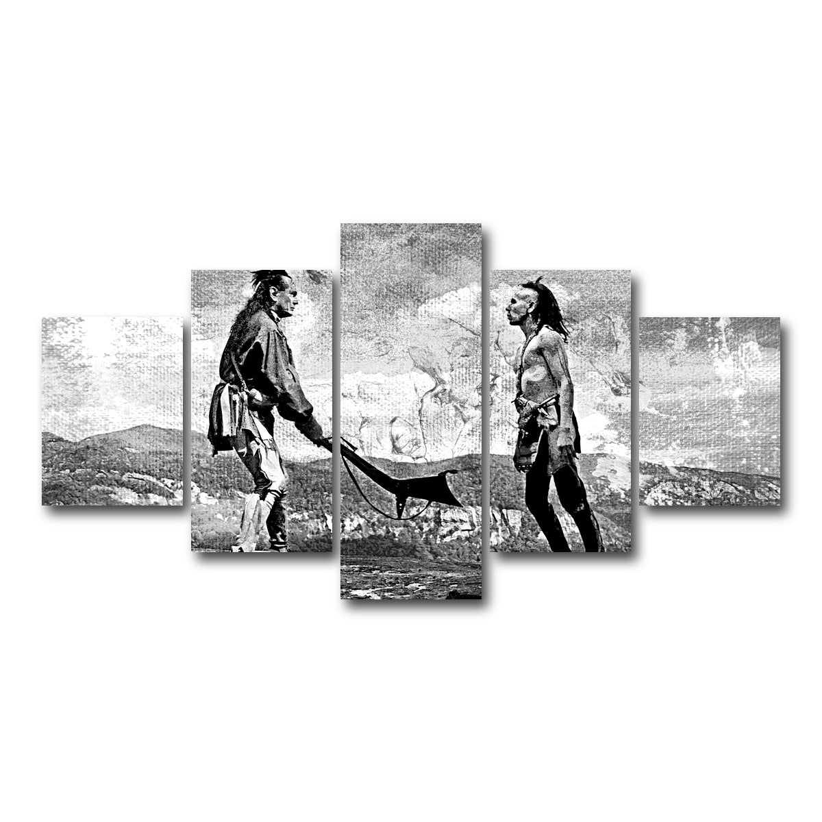 AUTO-MOCKUP WHITE | Last of the Mohicans Grayscale | 5 Piece | Gallery Wrap Canvas | group=5_short