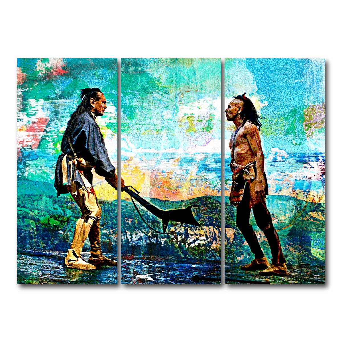 AUTO-MOCKUP WHITE | Last of the Mohicans Vintage Blues | 3 Piece | Gallery Wrap Canvas | group=8x18
