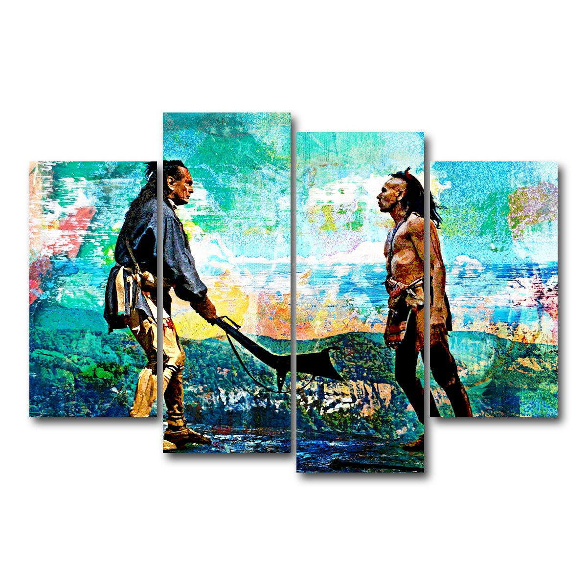 AUTO-MOCKUP WHITE | Last of the Mohicans Vintage Blues | 4 Piece | Gallery Wrap Canvas | group=4_short