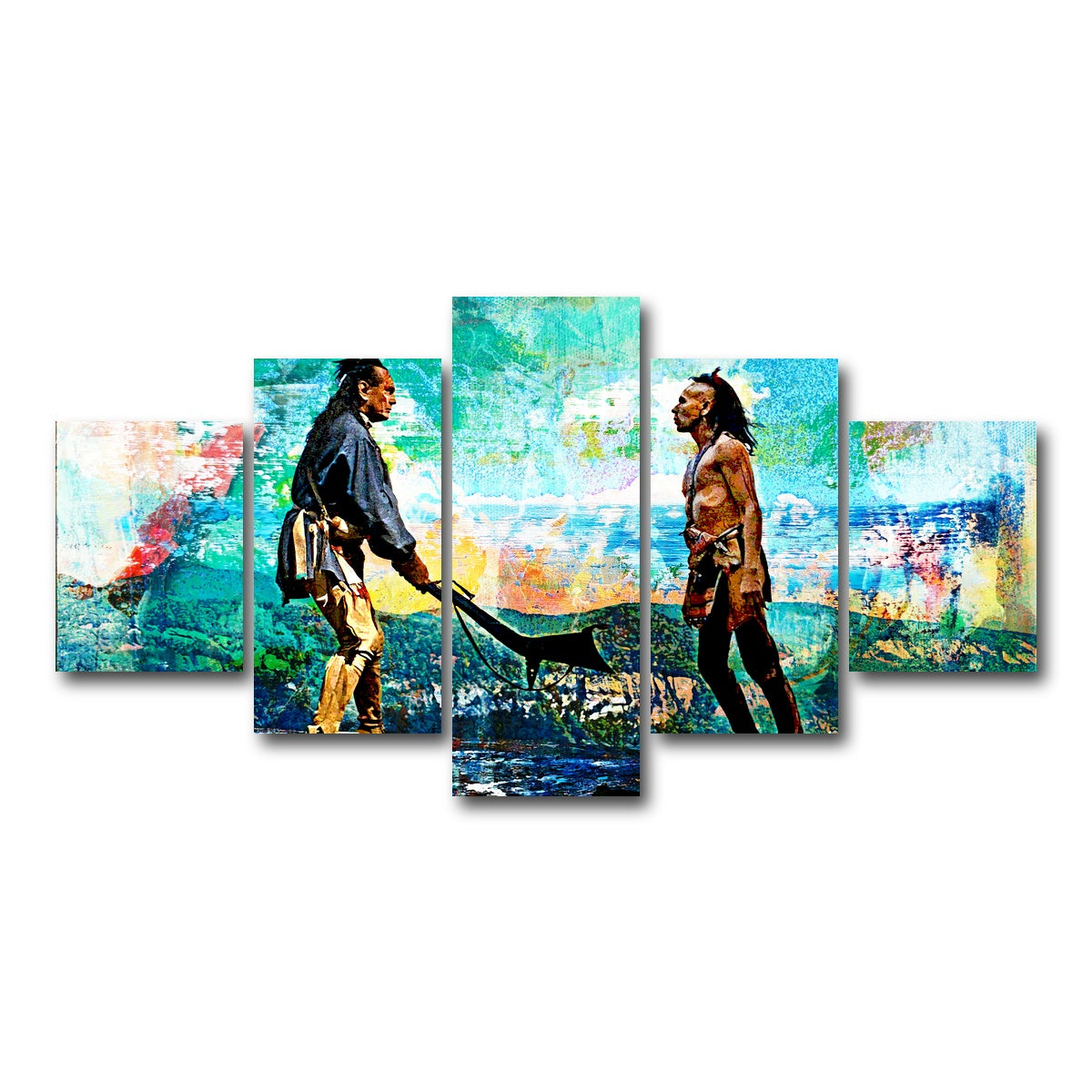 AUTO-MOCKUP WHITE | Last of the Mohicans Vintage Blues | 5 Piece | Gallery Wrap Canvas | group=5_short