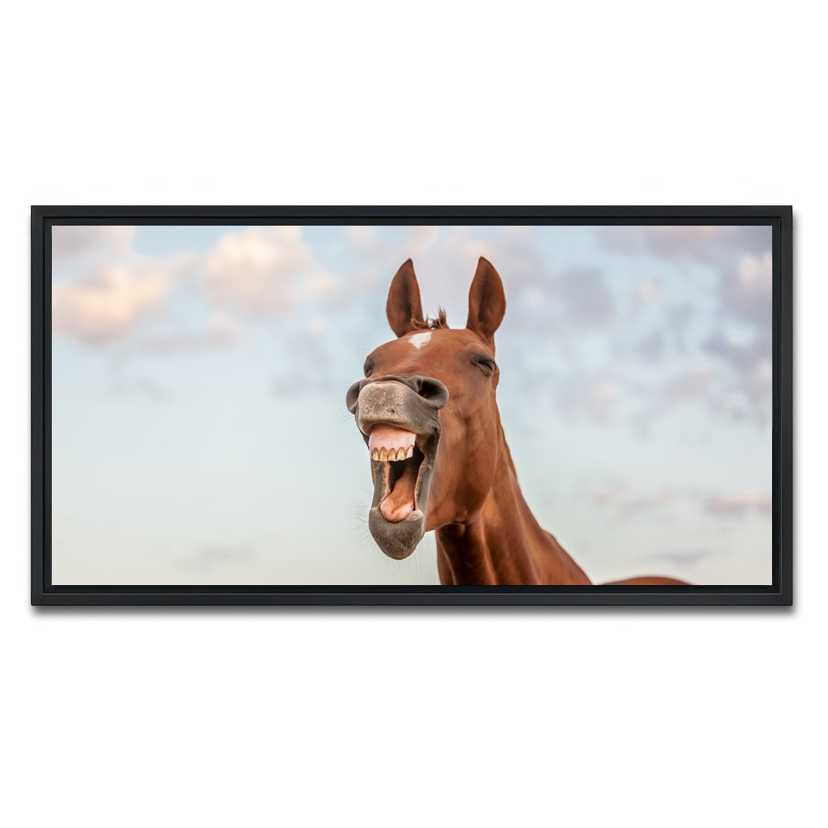 AUTO-MOCKUP WHITE | Laughing horse | 1 Piece | Black Framed Canvas | group=2x1