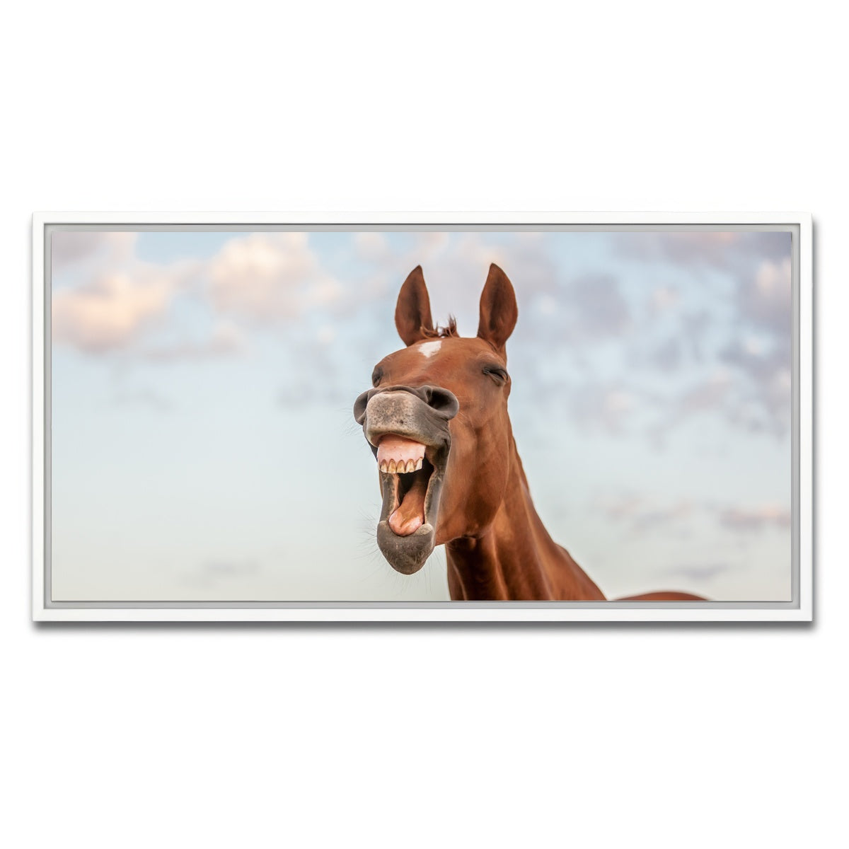 AUTO-MOCKUP WHITE | Laughing horse | 1 Piece | White Framed Canvas | group=2x1