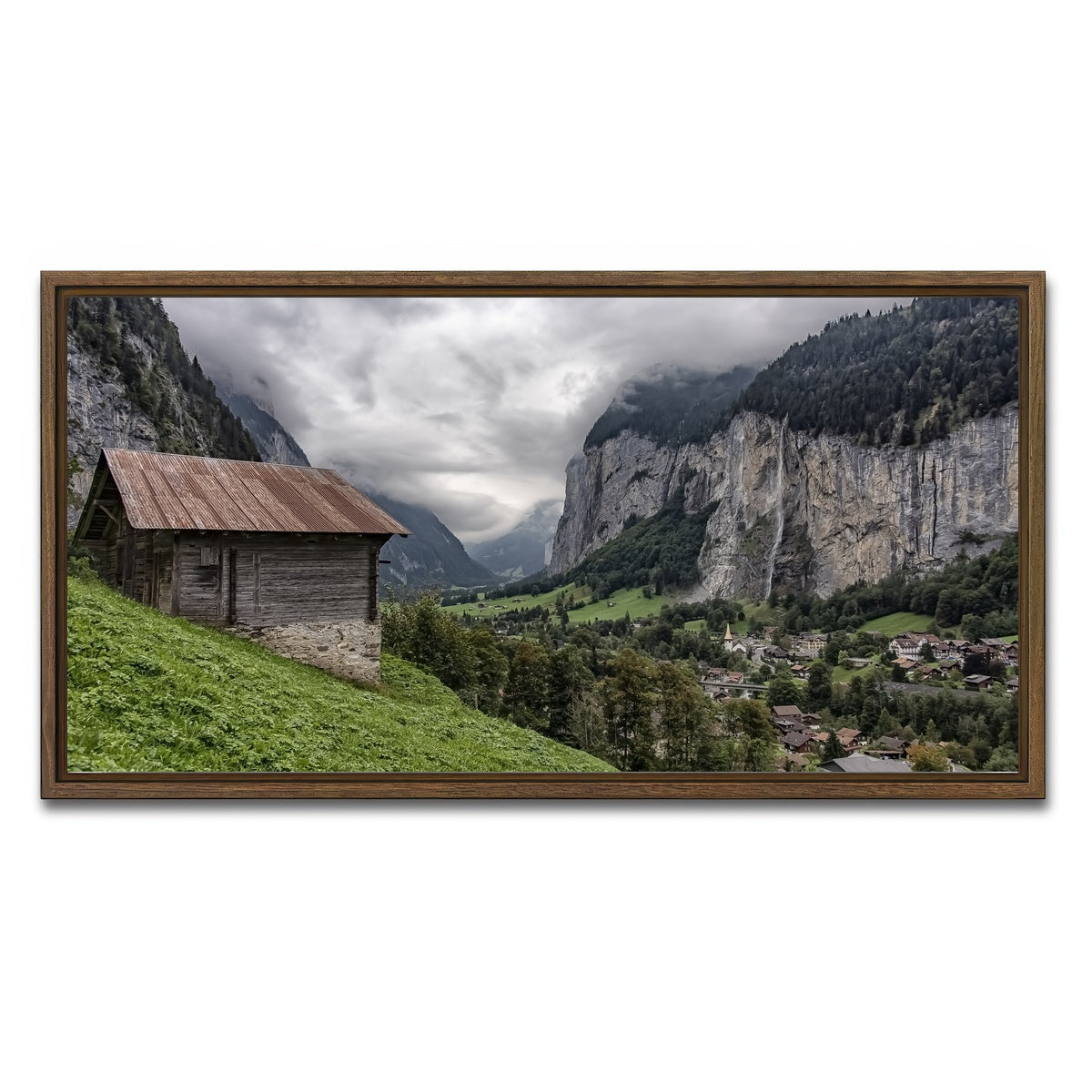 AUTO-MOCKUP WHITE | Lauterbrunnen | 1 Piece | Walnut Framed Canvas | group=2x1