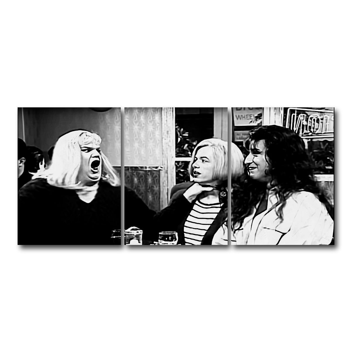 AUTO-MOCKUP WHITE | Lay Off Me I'm Starving Grayscale | 3 Piece | Gallery Wrap Canvas | group=18x24