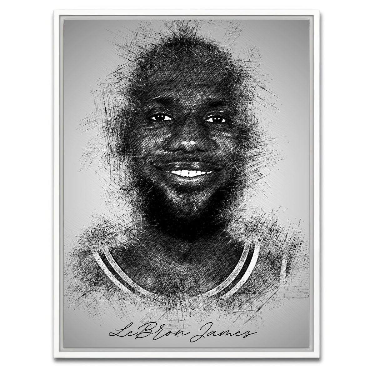 AUTO-MOCKUP WHITE | LeBron James | 1 Piece | White Framed Canvas | group=3x4
