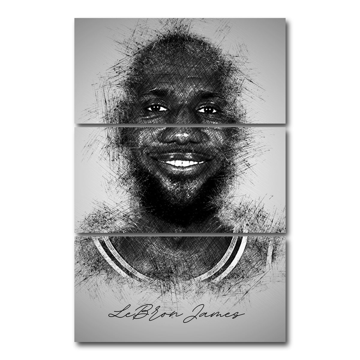 AUTO-MOCKUP WHITE | LeBron James | 3 Piece | Gallery Wrap Canvas | group=12x24_stacked