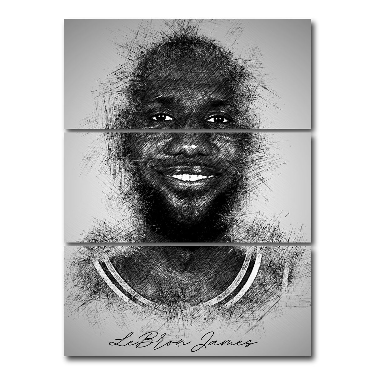 AUTO-MOCKUP WHITE | LeBron James | 3 Piece | Gallery Wrap Canvas | group=8x18_stacked