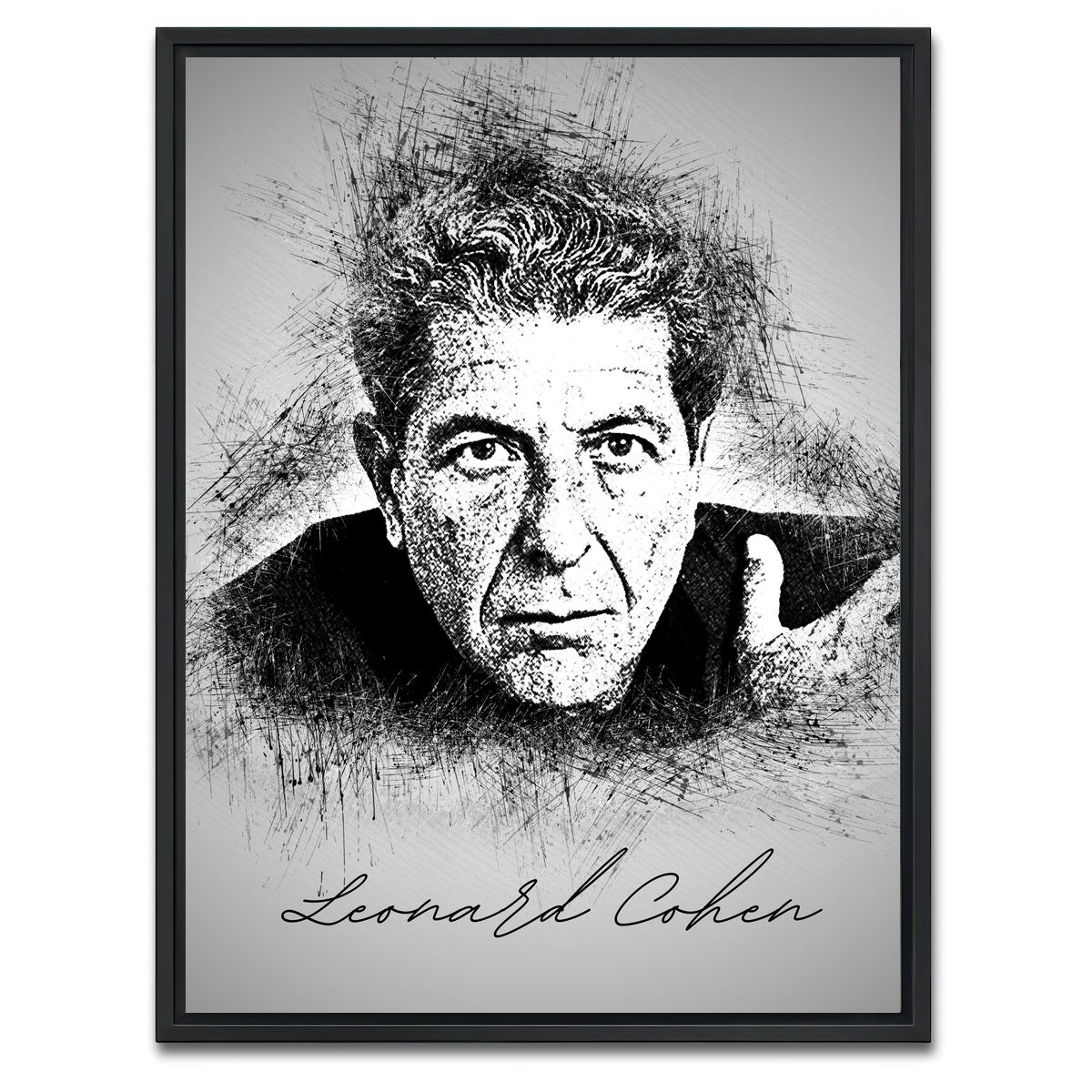 AUTO-MOCKUP WHITE | Leonard Cohen | 1 Piece | Black Framed Canvas | group=3x4