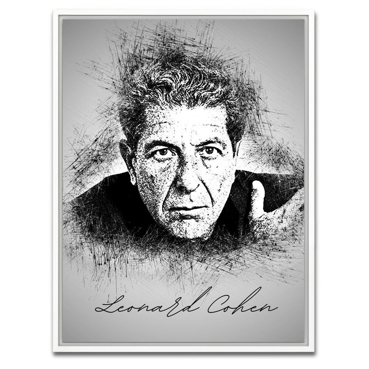 AUTO-MOCKUP WHITE | Leonard Cohen | 1 Piece | White Framed Canvas | group=3x4