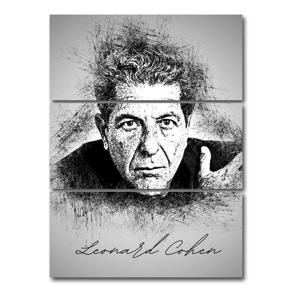 AUTO-MOCKUP WHITE | Leonard Cohen | 3 Piece | Gallery Wrap Canvas | group=8x18_stacked