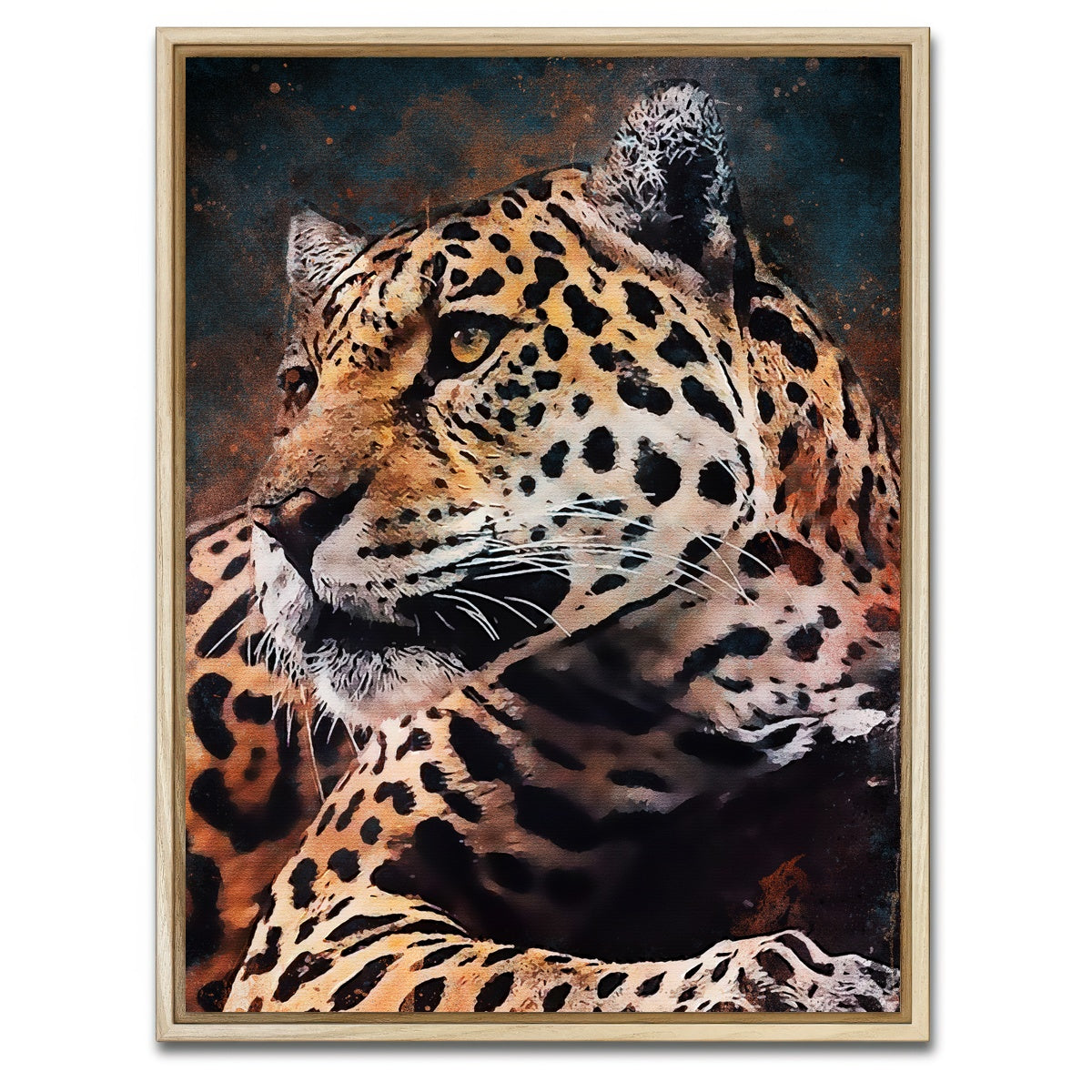 AUTO-MOCKUP WHITE | Leopard Painting | 1 Piece | Natural Framed Canvas | group=3x4