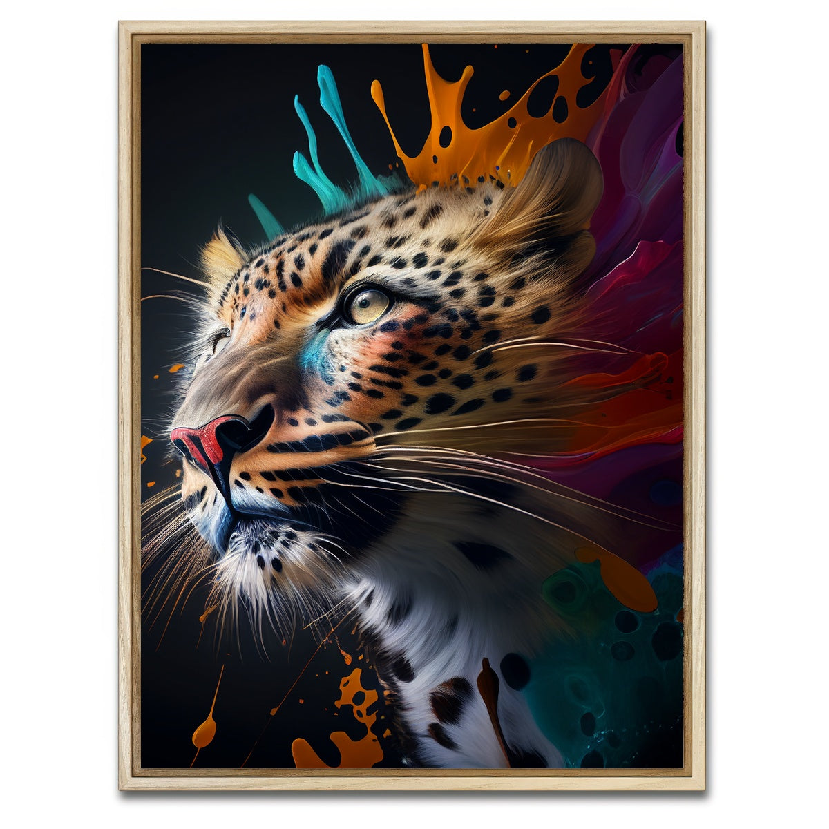 AUTO-MOCKUP WHITE | Leopard Portrait | 1 Piece | Natural Framed Canvas | group=3x4