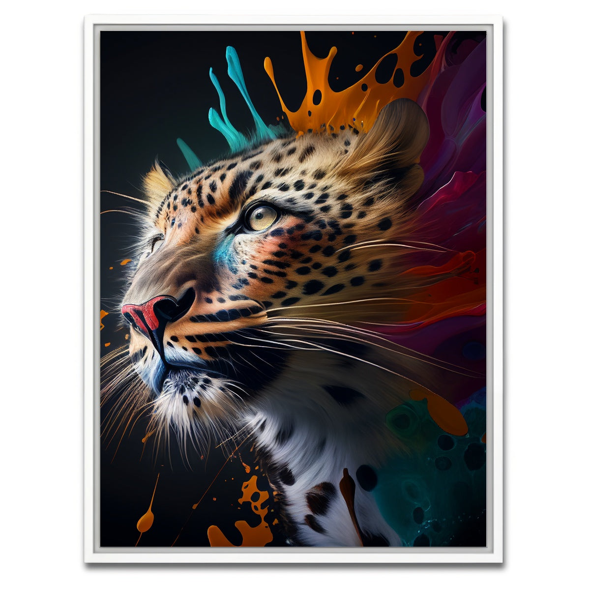 AUTO-MOCKUP WHITE | Leopard Portrait | 1 Piece | White Framed Canvas | group=3x4