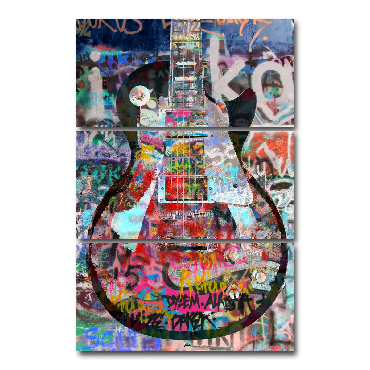 AUTO-MOCKUP WHITE | Les Paul Graffiti | 3 Piece | Gallery Wrap Canvas | group=12x24_stacked