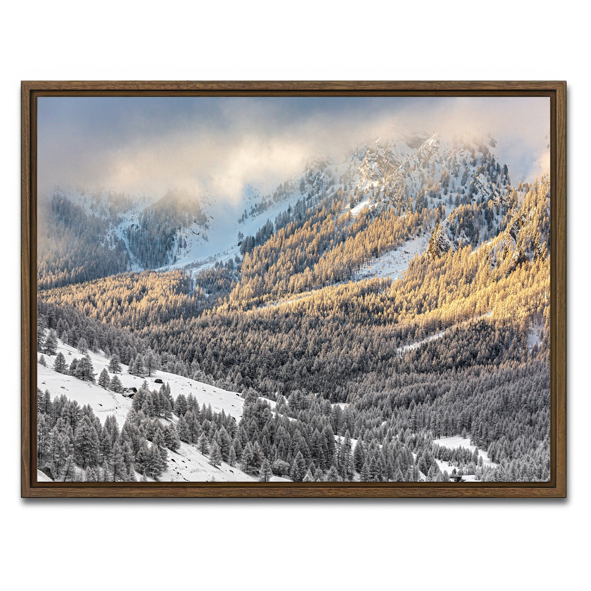AUTO-MOCKUP WHITE | Lever de Soleil | 1 Piece | Walnut Framed Canvas | group=4x3