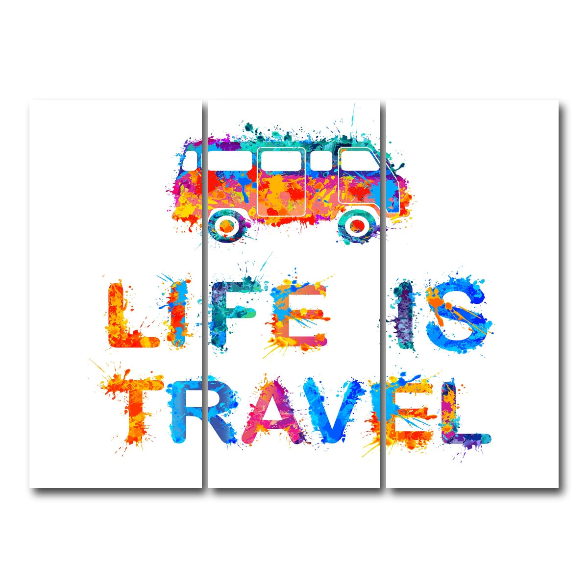 AUTO-MOCKUP WHITE | Life is Travel | 3 Piece | Gallery Wrap Canvas | group=8x18
