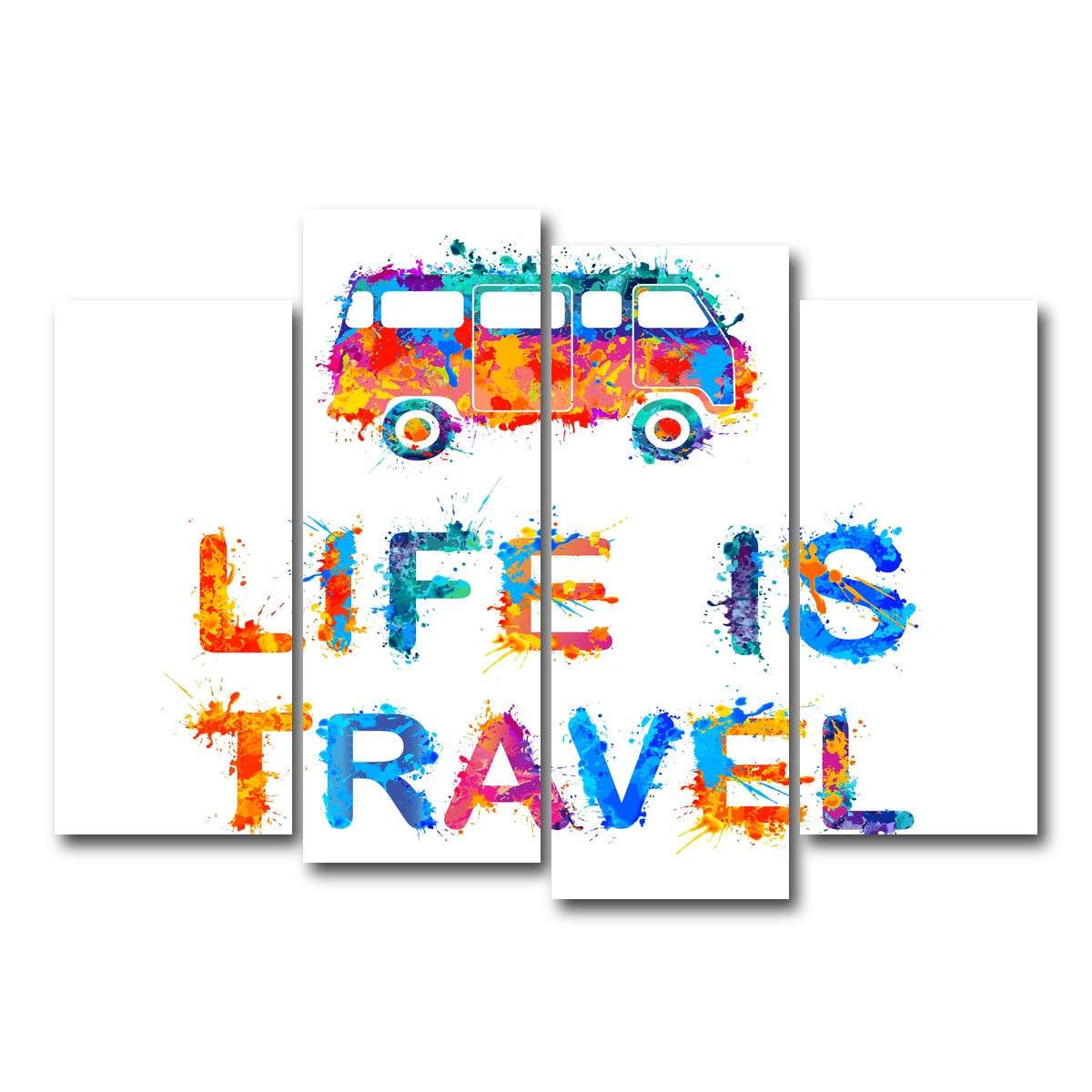 AUTO-MOCKUP WHITE | Life is Travel | 4 Piece | Gallery Wrap Canvas | group=4_normal