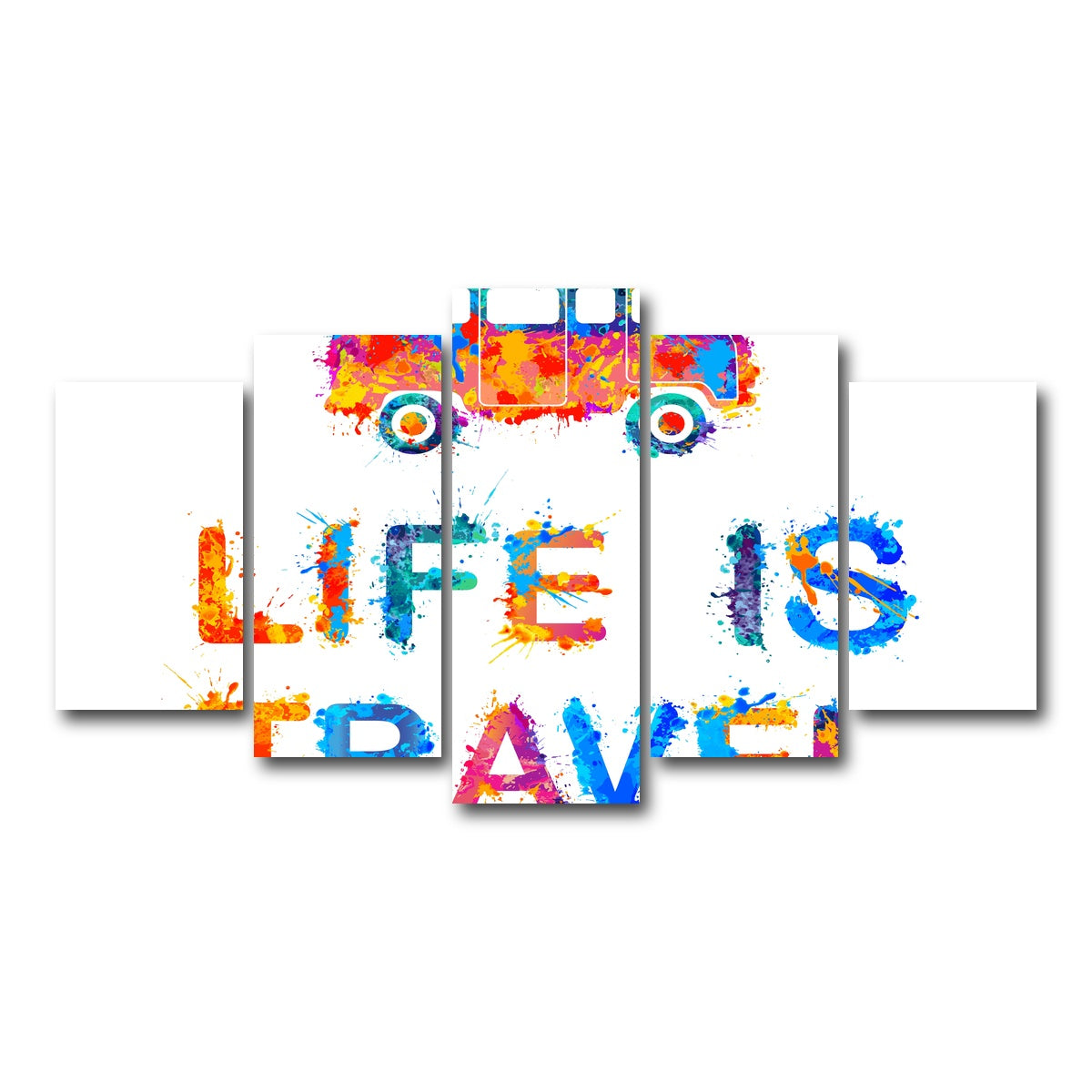 AUTO-MOCKUP WHITE | Life is Travel | 5 Piece | Gallery Wrap Canvas | group=5_normal