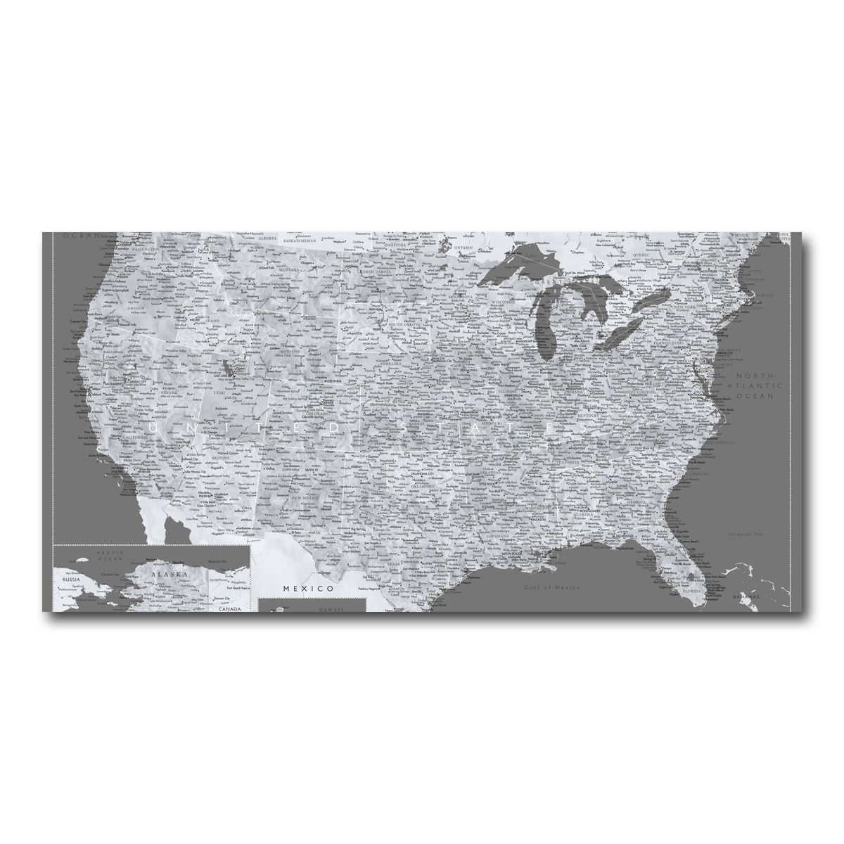 AUTO-MOCKUP WHITE | Light US Map | 1 Piece | Gallery Wrap Canvas | group=2x1