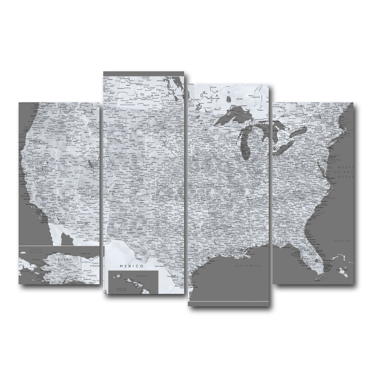 AUTO-MOCKUP WHITE | Light US Map | 4 Piece | Gallery Wrap Canvas | group=4_normal