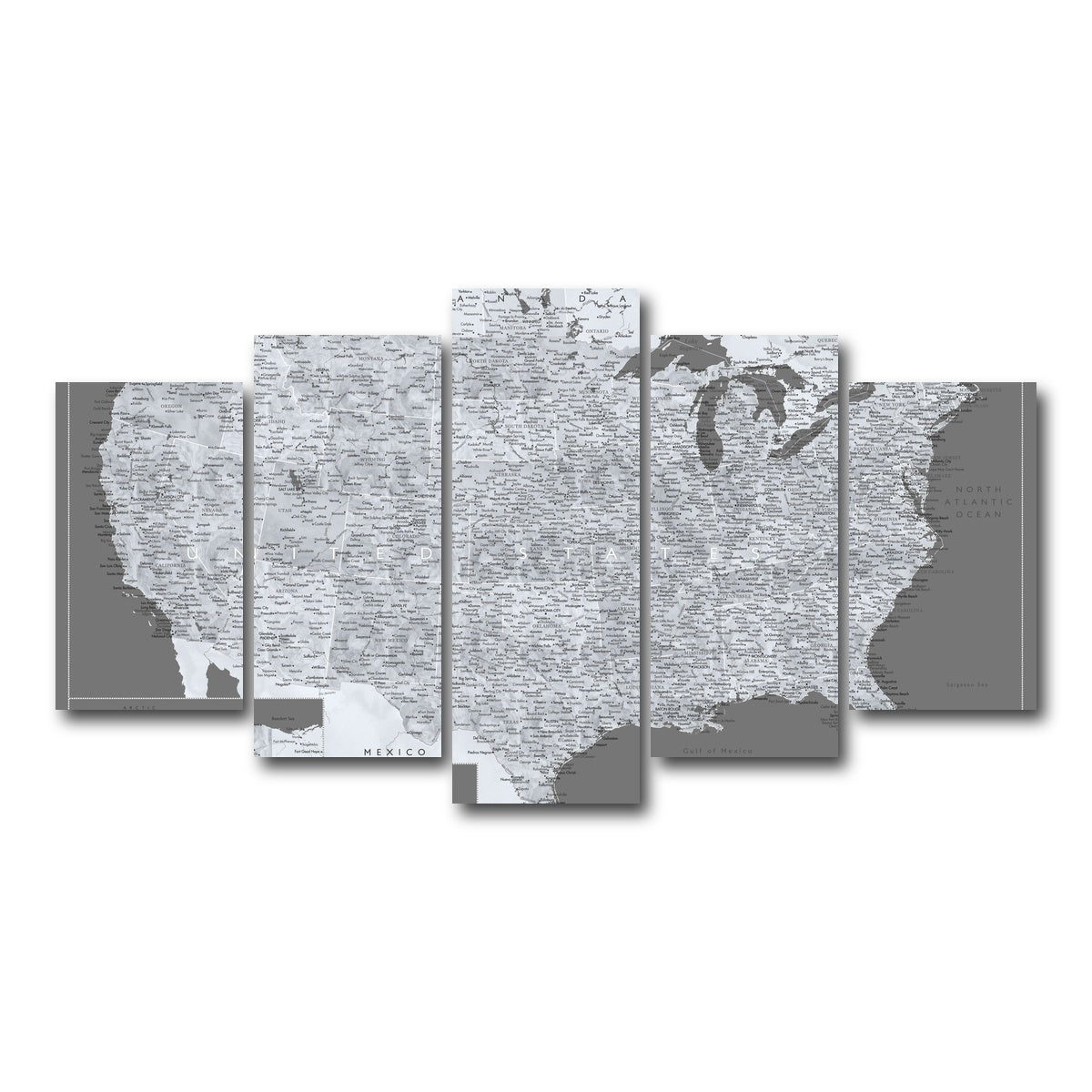 AUTO-MOCKUP WHITE | Light US Map | 5 Piece | Gallery Wrap Canvas | group=5_normal