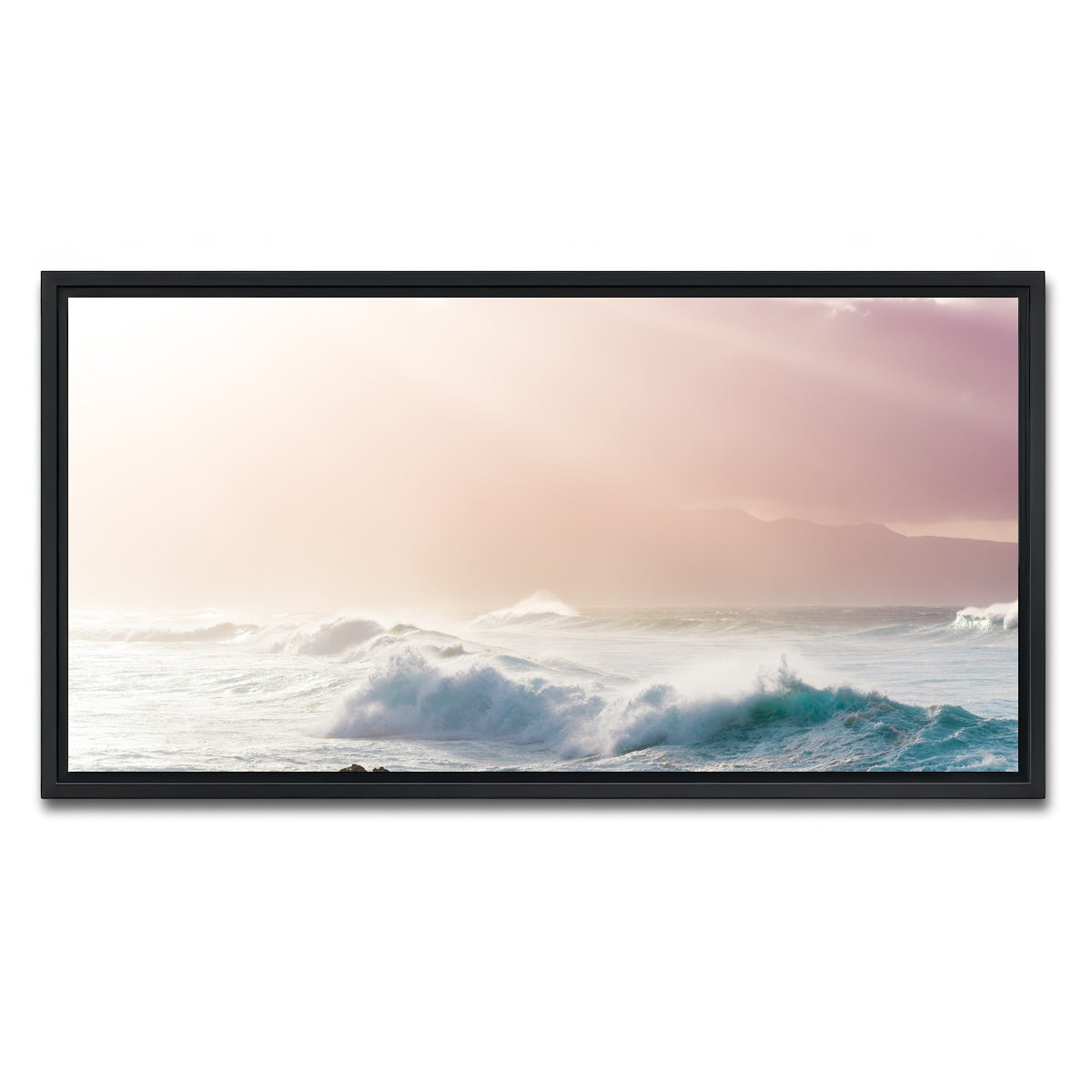 AUTO-MOCKUP WHITE | Light Waves | 1 Piece | Black Framed Canvas | group=2x1