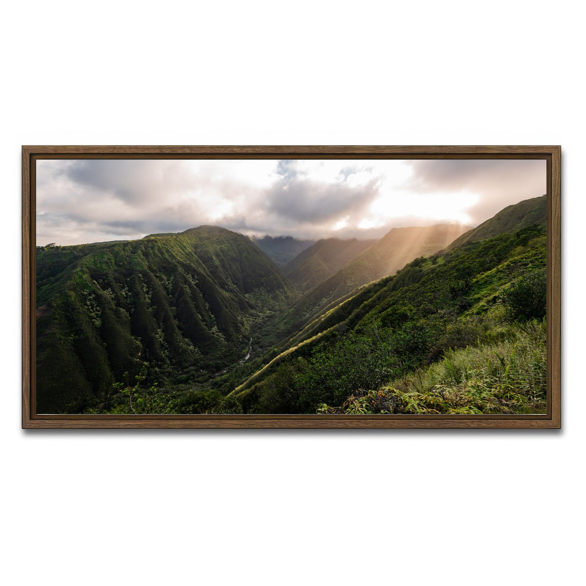 AUTO-MOCKUP WHITE | Light in the Valley | 1 Piece | Walnut Framed Canvas | group=2x1
