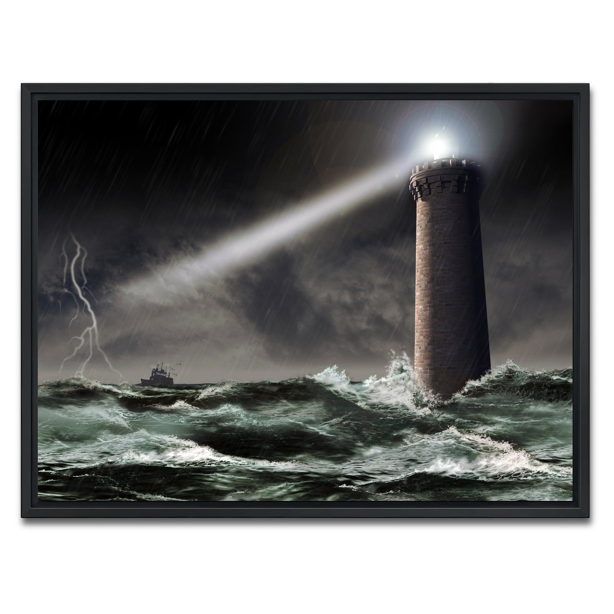 AUTO-MOCKUP WHITE | Lighthouse Lightning | 1 Piece | Black Framed Canvas | group=4x3