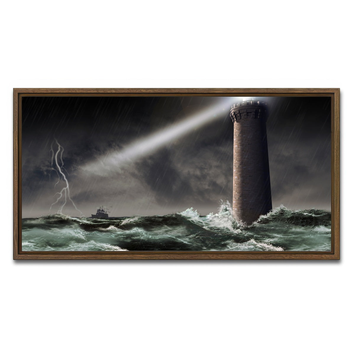 AUTO-MOCKUP WHITE | Lighthouse Lightning | 1 Piece | Walnut Framed Canvas | group=2x1