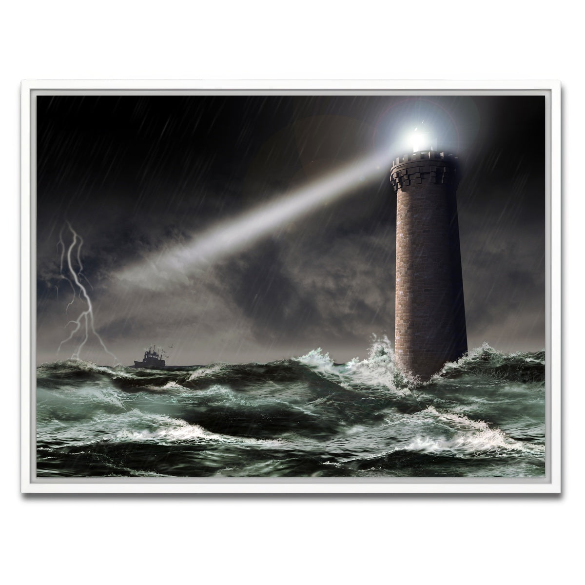 AUTO-MOCKUP WHITE | Lighthouse Lightning | 1 Piece | White Framed Canvas | group=4x3