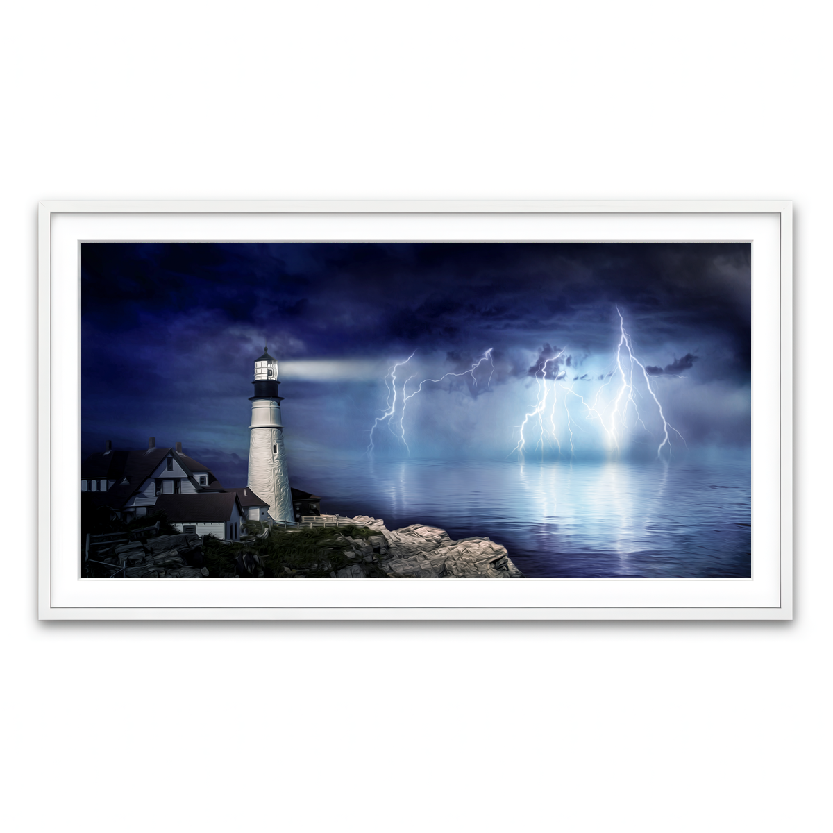 Framed Print 2x1 White