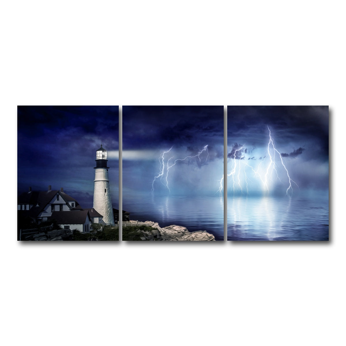 AUTO-MOCKUP WHITE | Lighthouse Storm | 3 Piece | Gallery Wrap Canvas | group=18x24