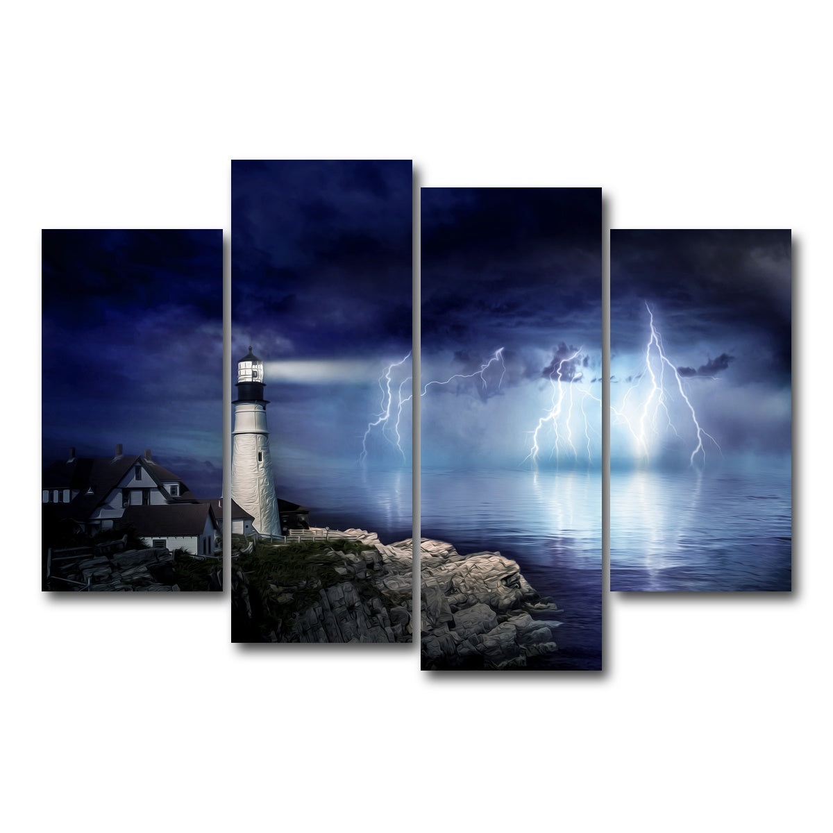 AUTO-MOCKUP WHITE | Lighthouse Storm | 4 Piece | Gallery Wrap Canvas | group=4_short