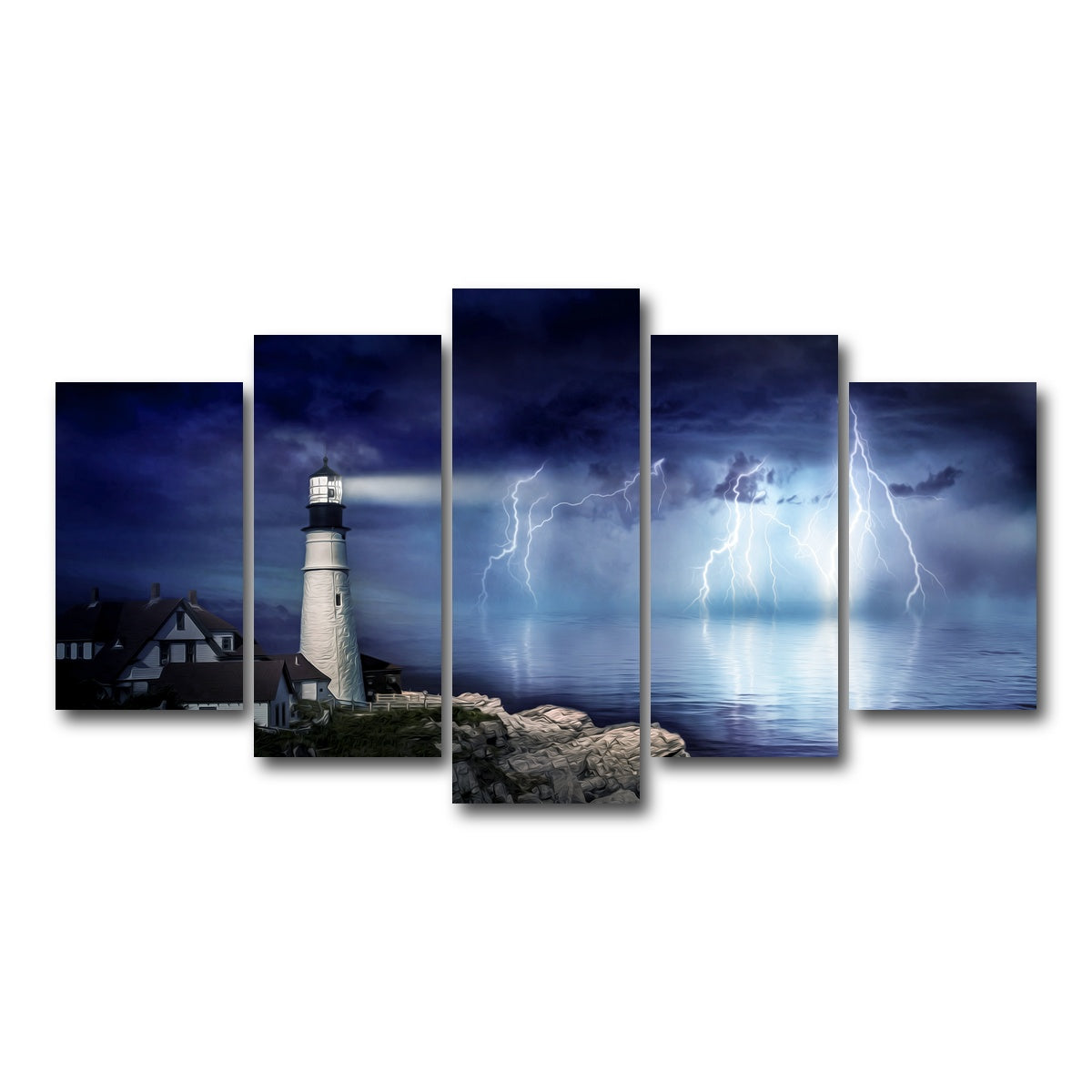 AUTO-MOCKUP WHITE | Lighthouse Storm | 5 Piece | Gallery Wrap Canvas | group=5_normal