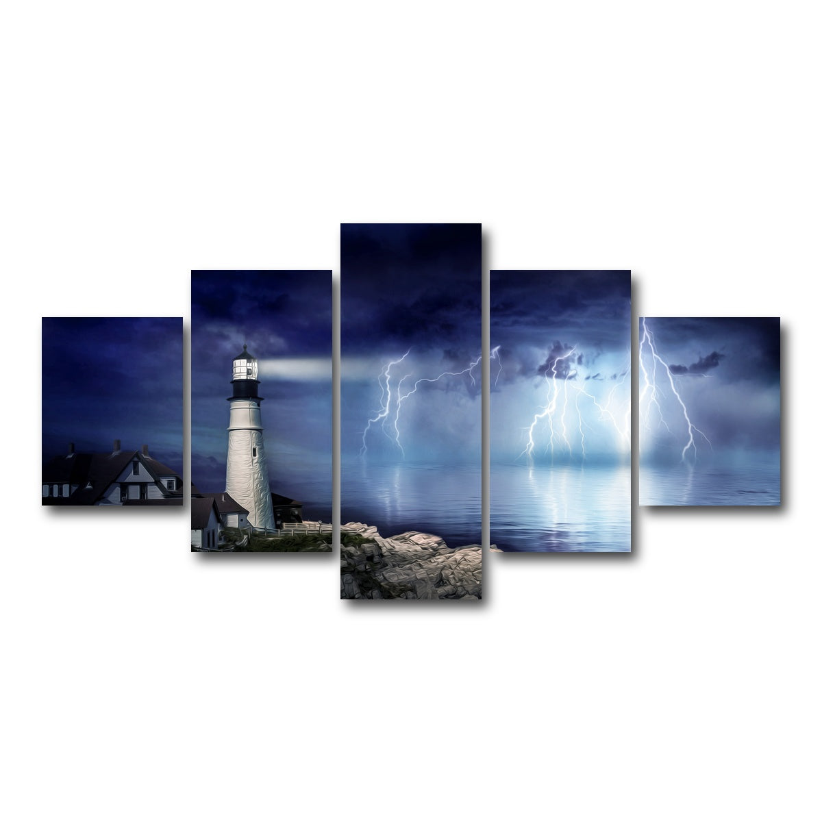 AUTO-MOCKUP WHITE | Lighthouse Storm | 5 Piece | Gallery Wrap Canvas | group=5_short
