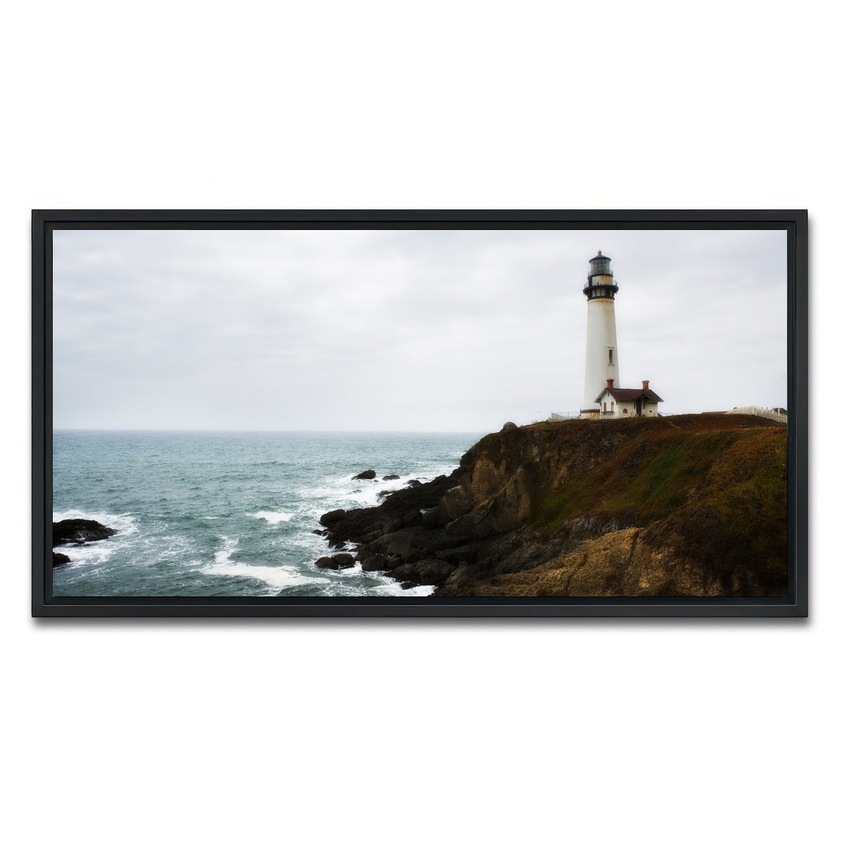 AUTO-MOCKUP WHITE | Lighthouse along highway | 1 Piece | Black Framed Canvas | group=2x1