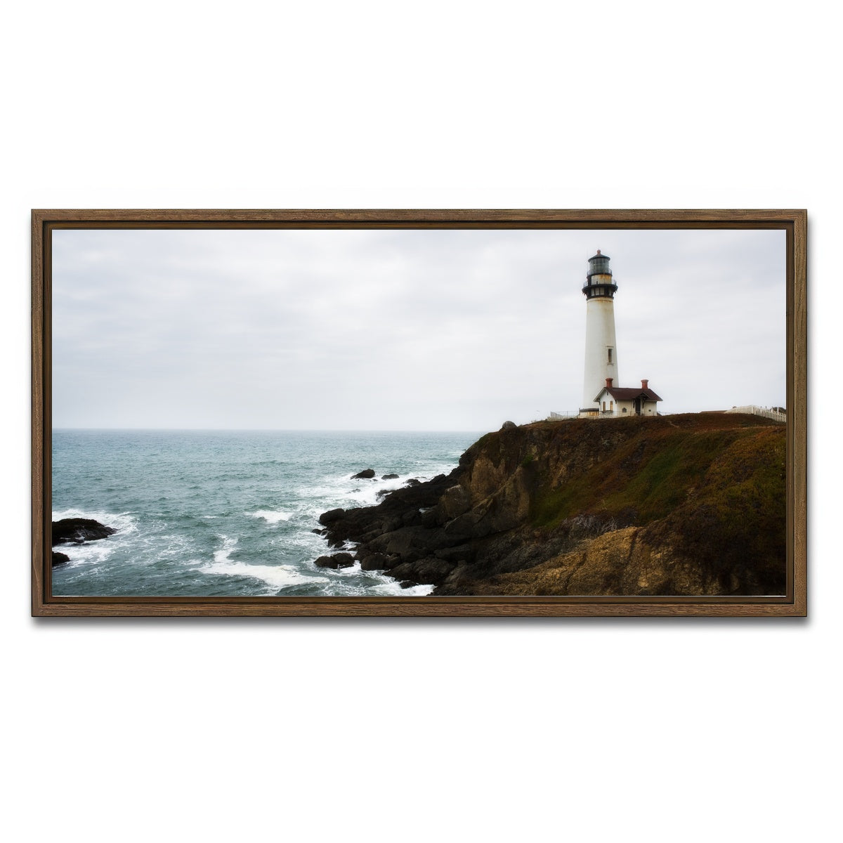 AUTO-MOCKUP WHITE | Lighthouse along highway | 1 Piece | Walnut Framed Canvas | group=2x1