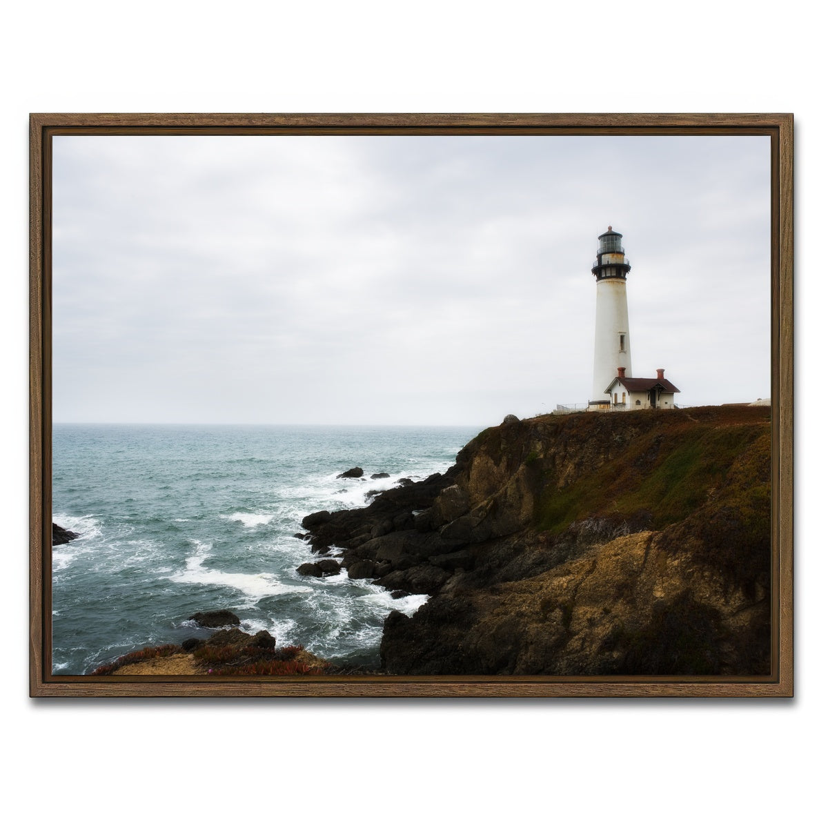 AUTO-MOCKUP WHITE | Lighthouse along highway | 1 Piece | Walnut Framed Canvas | group=4x3