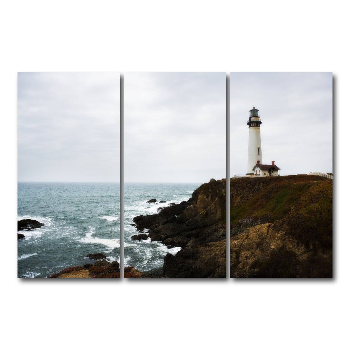 AUTO-MOCKUP WHITE | Lighthouse along highway | 3 Piece | Gallery Wrap Canvas | group=12x24