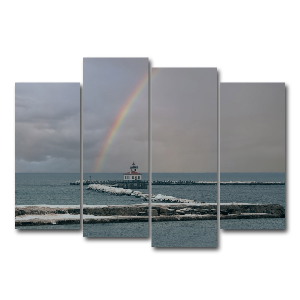 AUTO-MOCKUP WHITE | Lighthouse and Rainbow | 4 Piece | Gallery Wrap Canvas | group=4_normal
