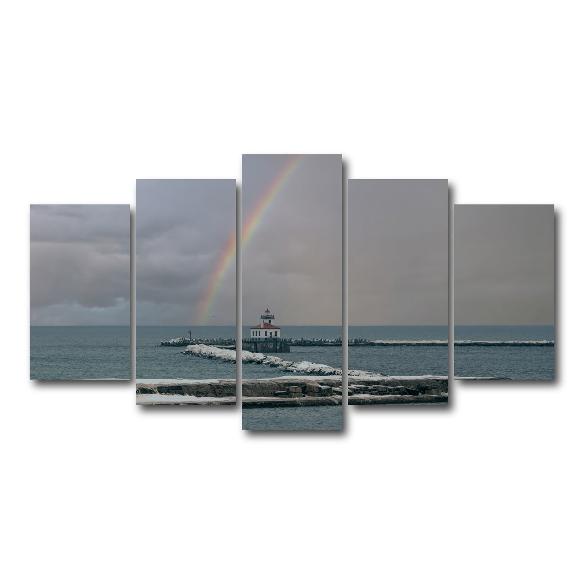 AUTO-MOCKUP WHITE | Lighthouse and Rainbow | 5 Piece | Gallery Wrap Canvas | group=5_normal