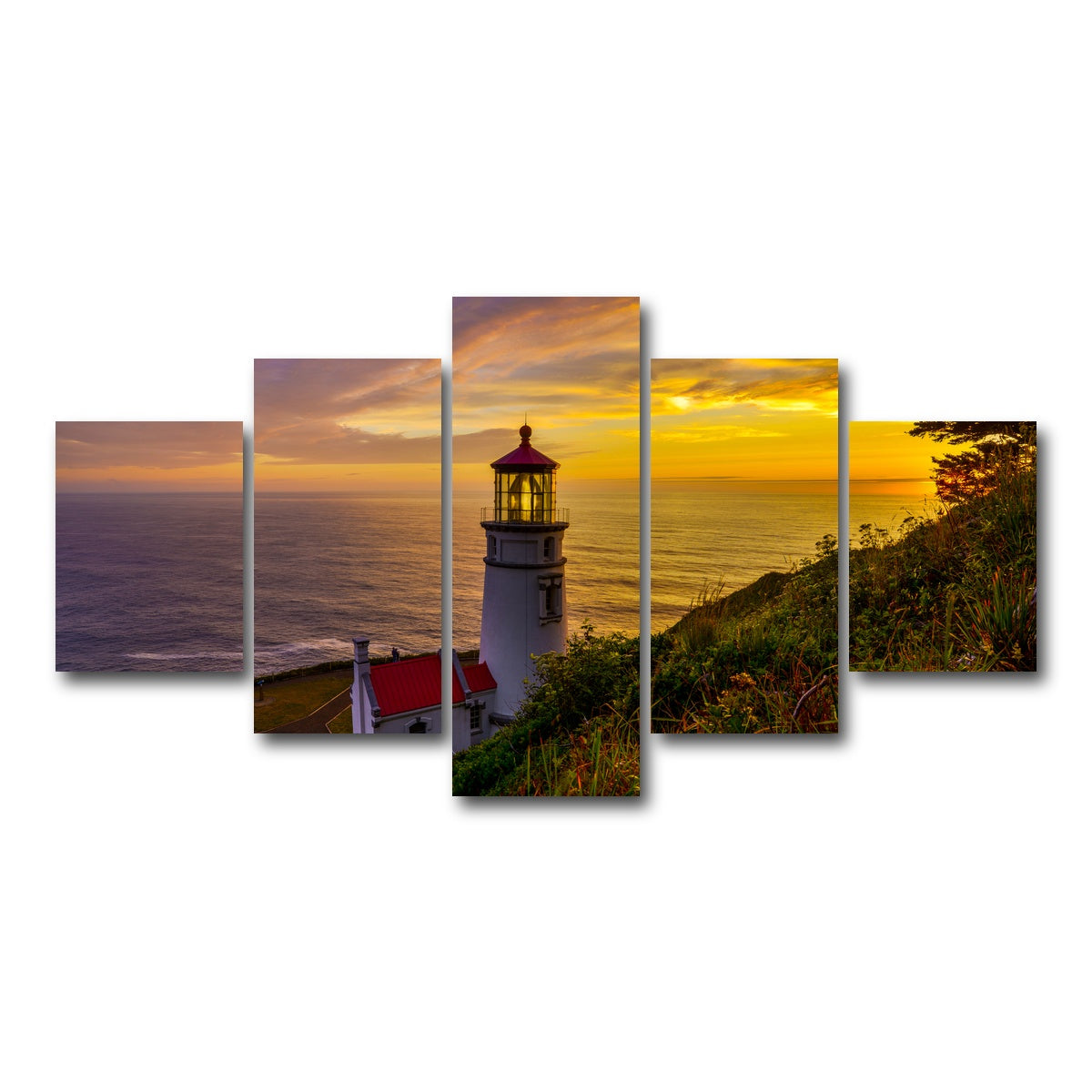 AUTO-MOCKUP WHITE | Lighthouse on Oregon coast | 5 Piece | Gallery Wrap Canvas | group=5_short