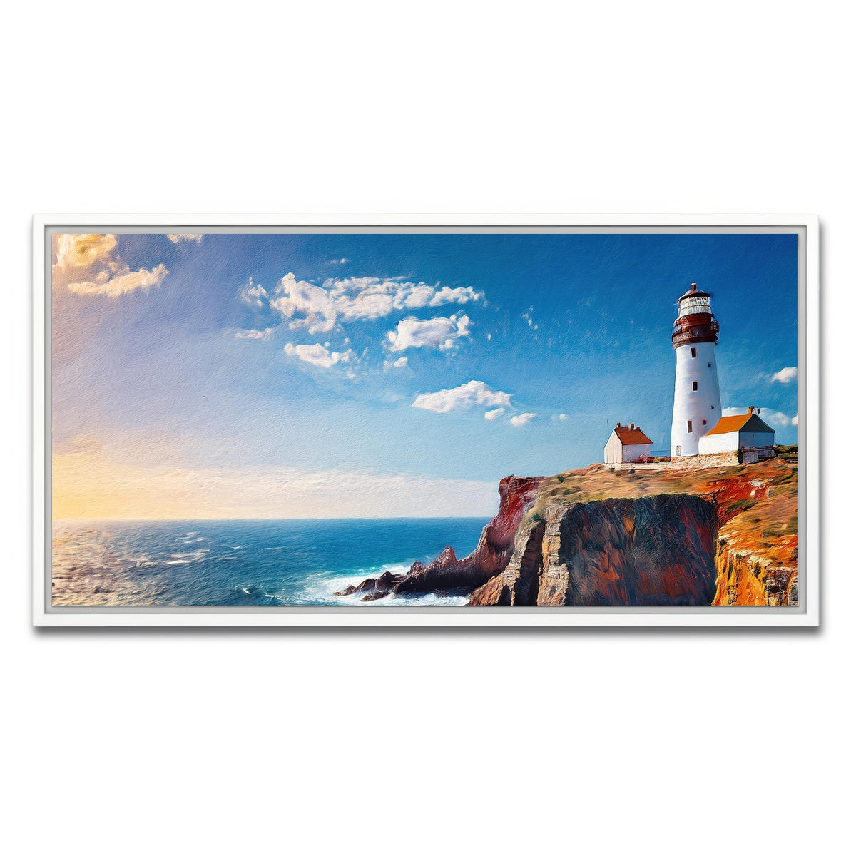 AUTO-MOCKUP WHITE | Lighthouse on the Cliffs | 1 Piece | White Framed Canvas | group=2x1
