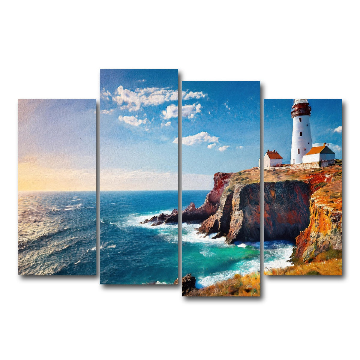 AUTO-MOCKUP WHITE | Lighthouse on the Cliffs | 4 Piece | Gallery Wrap Canvas | group=4_normal