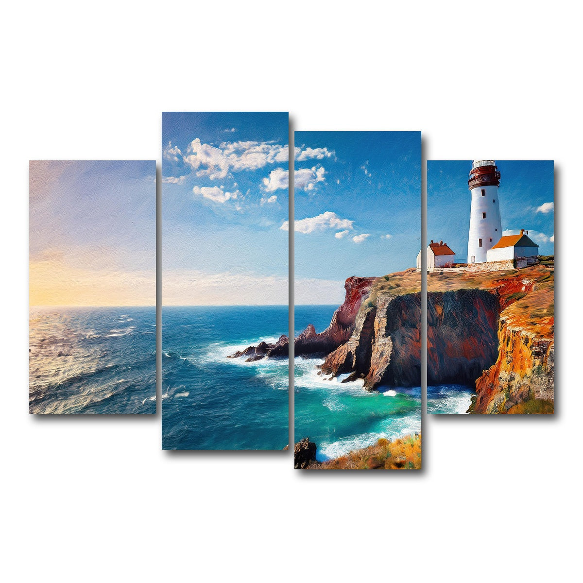 AUTO-MOCKUP WHITE | Lighthouse on the Cliffs | 4 Piece | Gallery Wrap Canvas | group=4_short